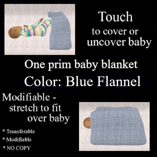Second Life Marketplace Blue Flannel Baby Blanket
